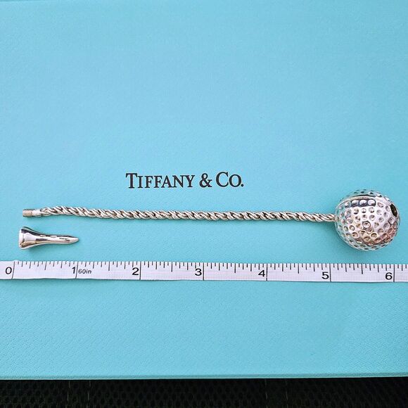 EXTREMELY RARE Vintage 1980s Tiffany & Co. Golf Ball and Tee Silver Key Ring - Picture 7 of 7